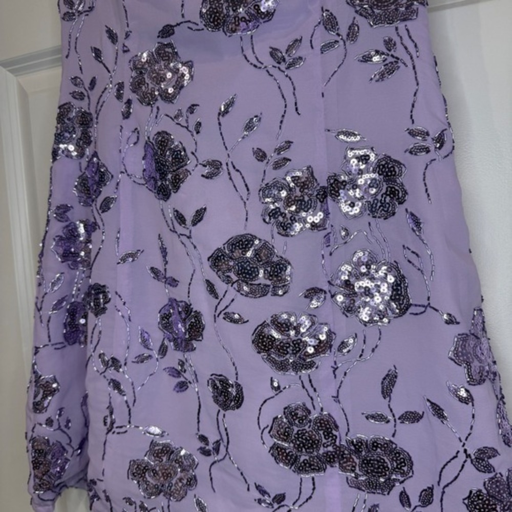 Altar'd State Lilac Floral Sequin Strapless Mini Dress Size‎ L - Picture 4 of 7